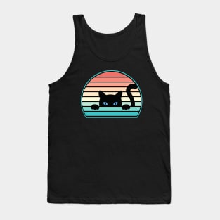 Funny Peeking Black Cat Tank Top